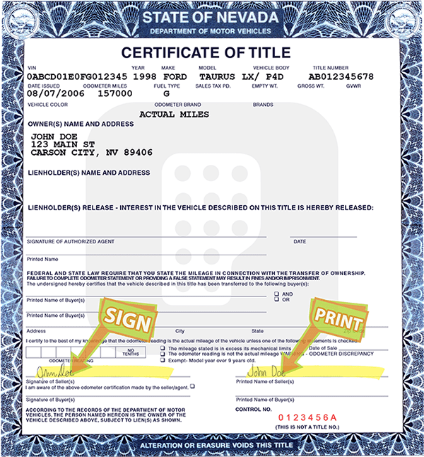 Nevada Title Processing Information