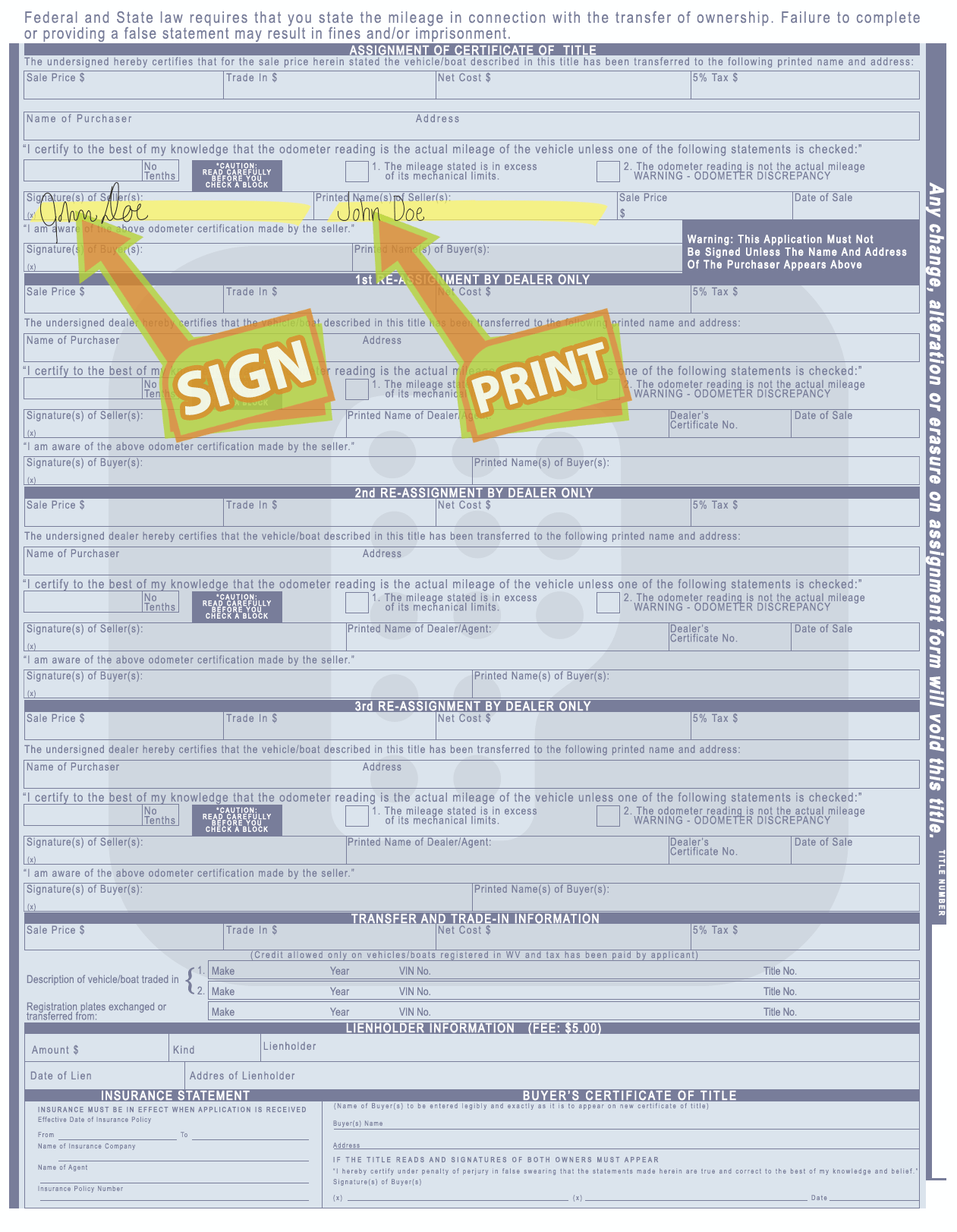 West Virginia Title Processing Information